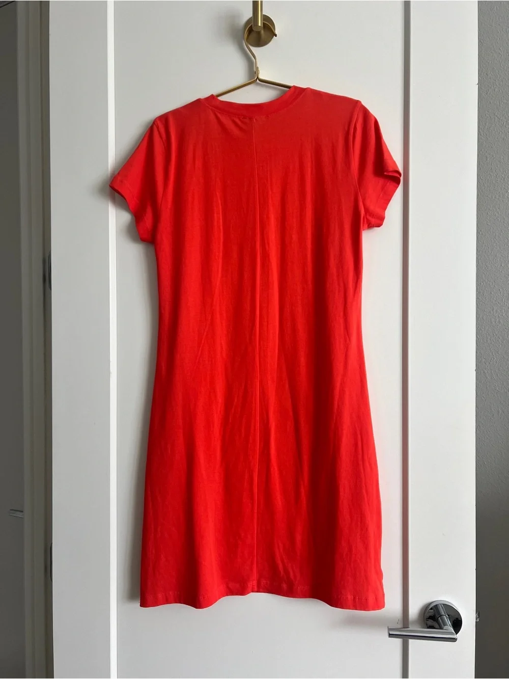 J.Crew Pocket T-Shirt Dress Neon Poppy Cotton NWT Size Small